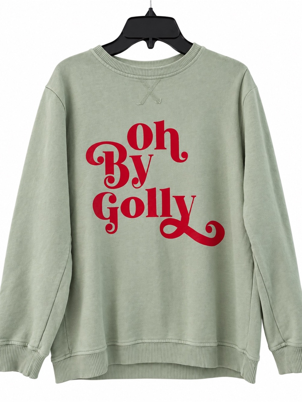 Elizabeth & Faith Kids Oh By Golly Santa Sweatshirt Sage Green - Size 10/12